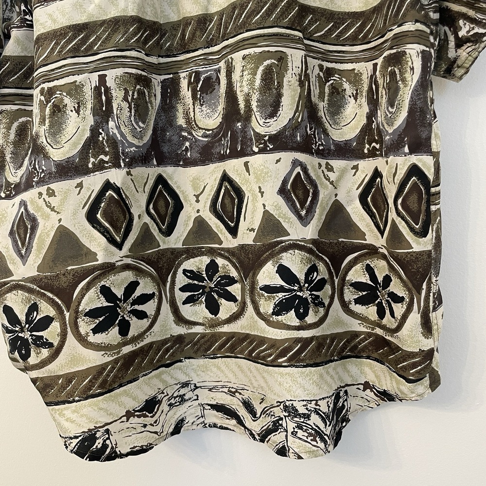 Vintage ON THE BRINK Silk Shirt Mens Medium Retro 90s Earthy Tribal Boho Grunge - Picture 13 of 14